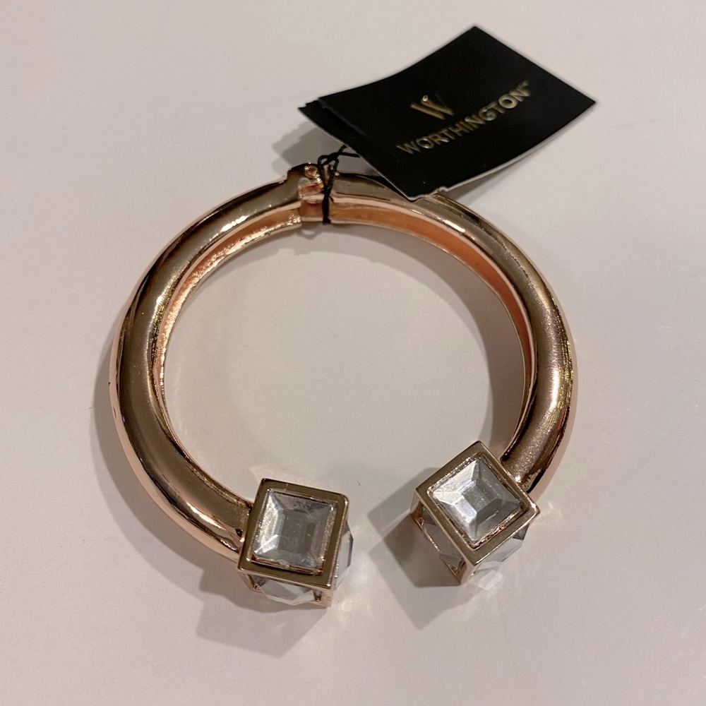 Worthington Rock Candy Bangle Bracelet Rose Gold New One Size